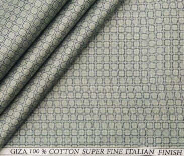 Pee Gee Men's Giza Cotton Printed 1.60 Meter Unstitched Shirt Fabric (Light Green)