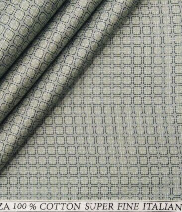 Pee Gee Men's Giza Cotton Printed 1.60 Meter Unstitched Shirt Fabric (Light Green)