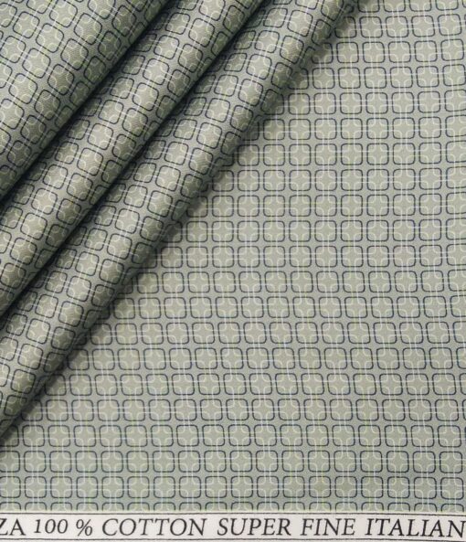 Pee Gee Men's Giza Cotton Printed 1.60 Meter Unstitched Shirt Fabric (Light Green)