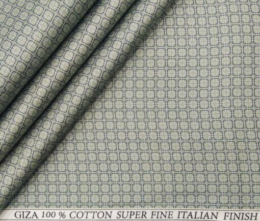 Pee Gee Men's Giza Cotton Printed 1.60 Meter Unstitched Shirt Fabric (Light Green)