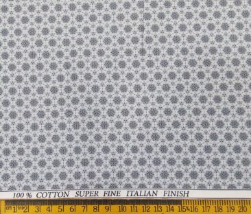 Pee Gee Men's Cotton Printed 1.60 Meter Unstitched Shirt Fabric (Light Grey)