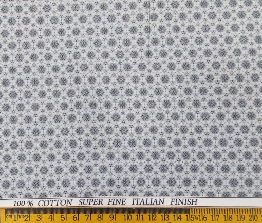 Pee Gee Men's Cotton Printed 1.60 Meter Unstitched Shirt Fabric (Light Grey)