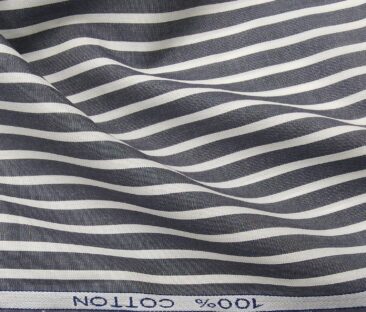 Raymond Men's Cotton Stripes 1.80 Meter Unstitched Shirt Fabric (Grey)