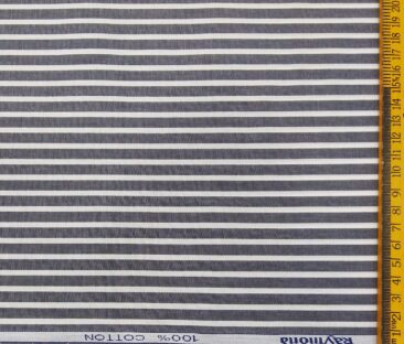Raymond Men's Cotton Stripes 1.80 Meter Unstitched Shirt Fabric (Grey)