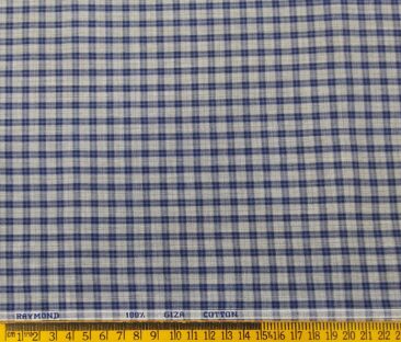 Raymond Men's Giza Cotton Blue Checks 1.80 Meter Unstitched Shirt Fabric (Light Grey)