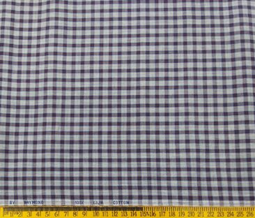 Raymond Men's Giza Cotton Maroon Checks 1.80 Meter Unstitched Shirt Fabric (Light Grey)