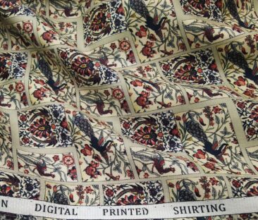 Raymond Men's Giza Cotton Multicolor Printed Unstitched Shirt Fabric (Beige)