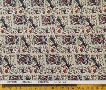 Raymond Men's Giza Cotton Multicolor Printed Unstitched Shirt Fabric (Beige)
