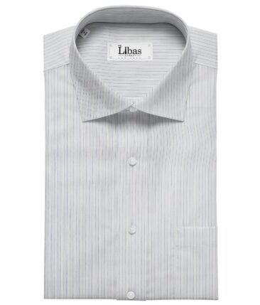 Raymond Men's Giza Cotton Striped 1.80 Meter Unstitched Shirt Fabric (Sky Blue)
