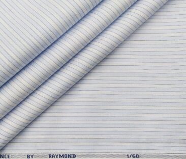 Raymond Men's Giza Cotton Striped 1.80 Meter Unstitched Shirt Fabric (Sky Blue)