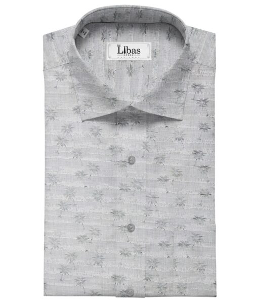 Raymond Men's Cotton Jacquard 1.80 Meter Unstitched Shirt Fabric (Light Grey)