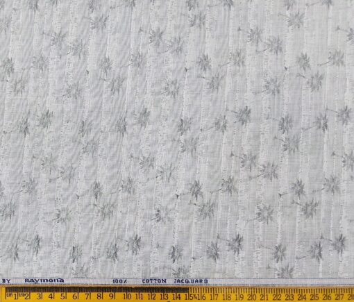 Raymond Men's Cotton Jacquard 1.80 Meter Unstitched Shirt Fabric (Light Grey)