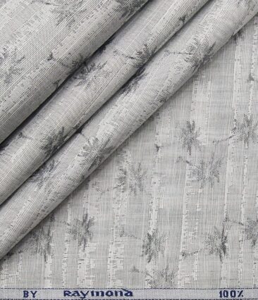 Raymond Men's Cotton Jacquard 1.80 Meter Unstitched Shirt Fabric (Light Grey)
