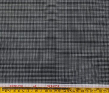 Raymond Men's Poly Cotton Checks 1.80 Meter Unstitched Shirt Fabric (Black)