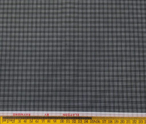 Raymond Men's Poly Cotton Checks 1.80 Meter Unstitched Shirt Fabric (Black)