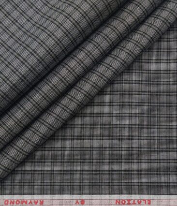 Raymond Men's Poly Cotton Checks 1.80 Meter Unstitched Shirt Fabric (Black)