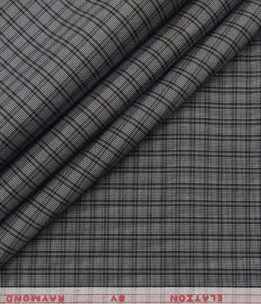 Raymond Men's Poly Cotton Checks 1.80 Meter Unstitched Shirt Fabric (Black)