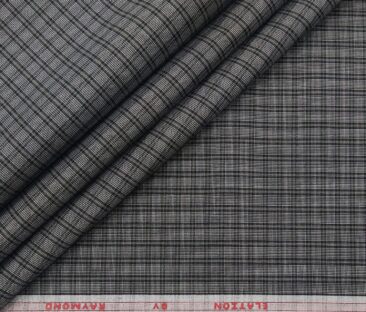 Raymond Men's Poly Cotton Checks 1.80 Meter Unstitched Shirt Fabric (Black)
