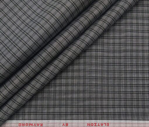 Raymond Men's Poly Cotton Checks 1.80 Meter Unstitched Shirt Fabric (Black)