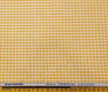 Raymond Men's Cotton Checks 1.80 Meter Unstitched Shirt Fabric (Orange)