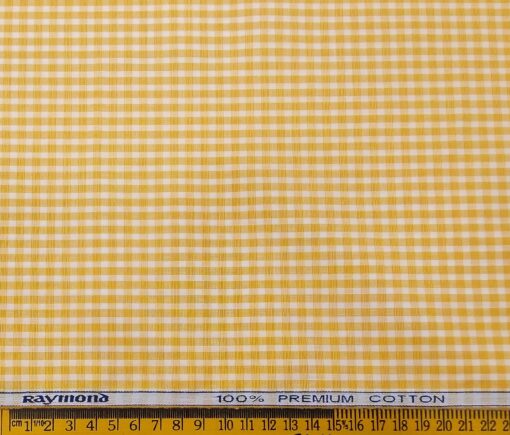 Raymond Men's Cotton Checks 1.80 Meter Unstitched Shirt Fabric (Orange)