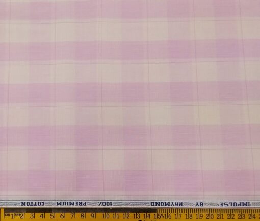 Raymond Men's Cotton Broad Checks 1.80 Meter Unstitched Shirt Fabric (Light Pink)