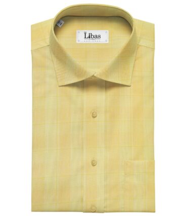 Raymond Men's Cotton Broad Checks 1.80 Meter Unstitched Shirt Fabric (Light Yellow)