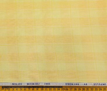 Raymond Men's Cotton Broad Checks 1.80 Meter Unstitched Shirt Fabric (Light Yellow)