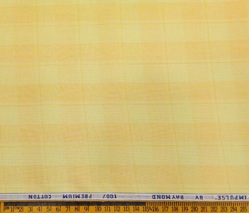 Raymond Men's Cotton Broad Checks 1.80 Meter Unstitched Shirt Fabric (Light Yellow)