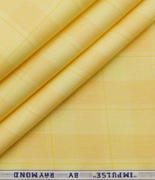 Raymond Men's Cotton Broad Checks 1.80 Meter Unstitched Shirt Fabric (Light Yellow)