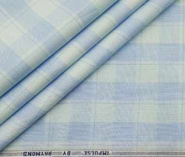 Raymond Men's Cotton Broad Checks 1.80 Meter Unstitched Shirt Fabric (Sky Blue)