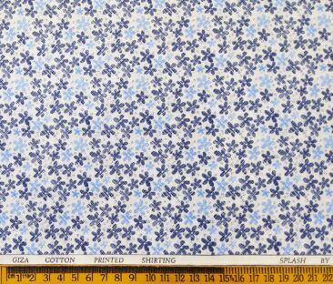 Raymond Men's Giza Cotton Blue Floral Printed Unstitched Shirt Fabric (White)