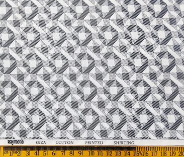 Raymond Men's Giza Cotton Black Printed Unstitched Shirt Fabric (White)