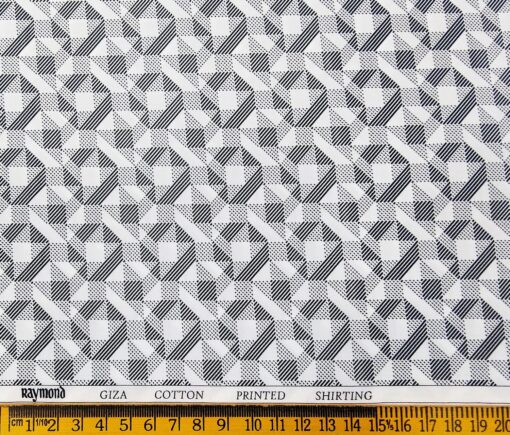 Raymond Men's Giza Cotton Black Printed Unstitched Shirt Fabric (White)