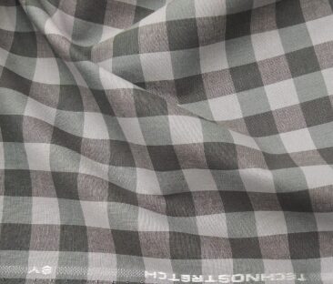 Raymond Men's Cotton Checks 1.80 Meter Unstitched Technostretch Shirt Fabric (Light Grey)