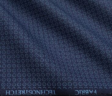 Raymond Men's Cotton Printed 1.80 Meter Unstitched Technostretch Shirt Fabric (Dark Blue)