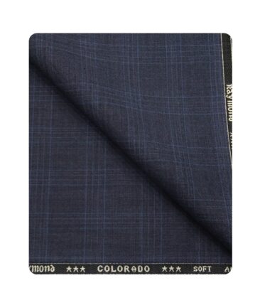 Raymond Men's Poly Viscose Unstitched Checks Suiting Fabric (Aegean Blue)