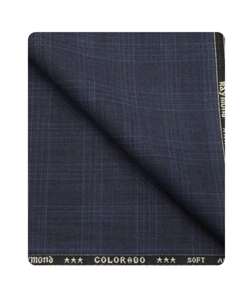 Raymond Men's Poly Viscose Unstitched Checks Suiting Fabric (Aegean Blue)