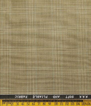 Raymond Men's Poly Viscose Unstitched Checks Suiting Fabric (Beige)