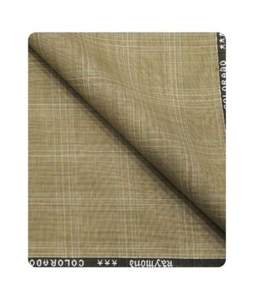Raymond Men's Poly Viscose Unstitched Checks Suiting Fabric (Beige)