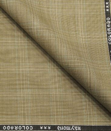 Raymond Men's Poly Viscose Unstitched Checks Suiting Fabric (Beige)