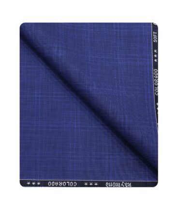 Raymond Men's Poly Viscose Unstitched Checks Suiting Fabric (Bright Royal Blue)