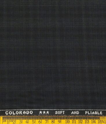 Raymond Men's Poly Viscose Unstitched Self Checks Suiting Fabric (Black)