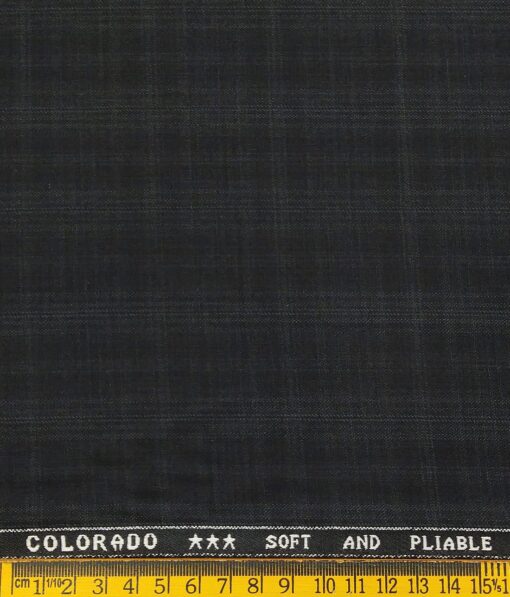 Raymond Men's Poly Viscose Unstitched Self Checks Suiting Fabric (Black)