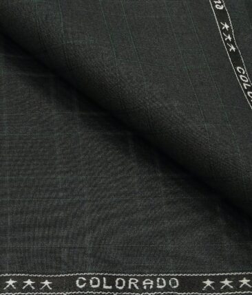 Raymond Men's Poly Viscose Unstitched Self Checks Suiting Fabric (Dark Green)