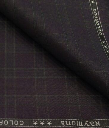 Raymond Men's Poly Viscose Unstitched Checks Suiting Fabric (Dark Purple)