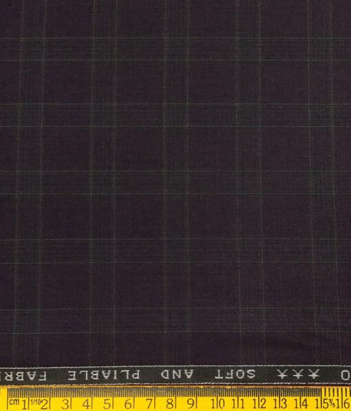 Raymond Men's Poly Viscose Unstitched Checks Suiting Fabric (Dark Purple)
