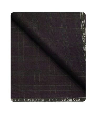 Raymond Men's Poly Viscose Unstitched Checks Suiting Fabric (Dark Purple)