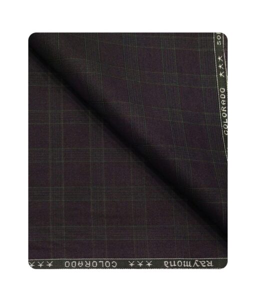 Raymond Men's Poly Viscose Unstitched Checks Suiting Fabric (Dark Purple)