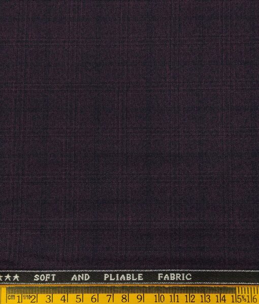 Raymond Men's Poly Viscose Unstitched Self Checks Suiting Fabric (Dark Purple)